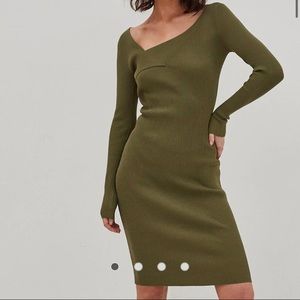4th & Reckless knitted cross front sweater dress in khaki